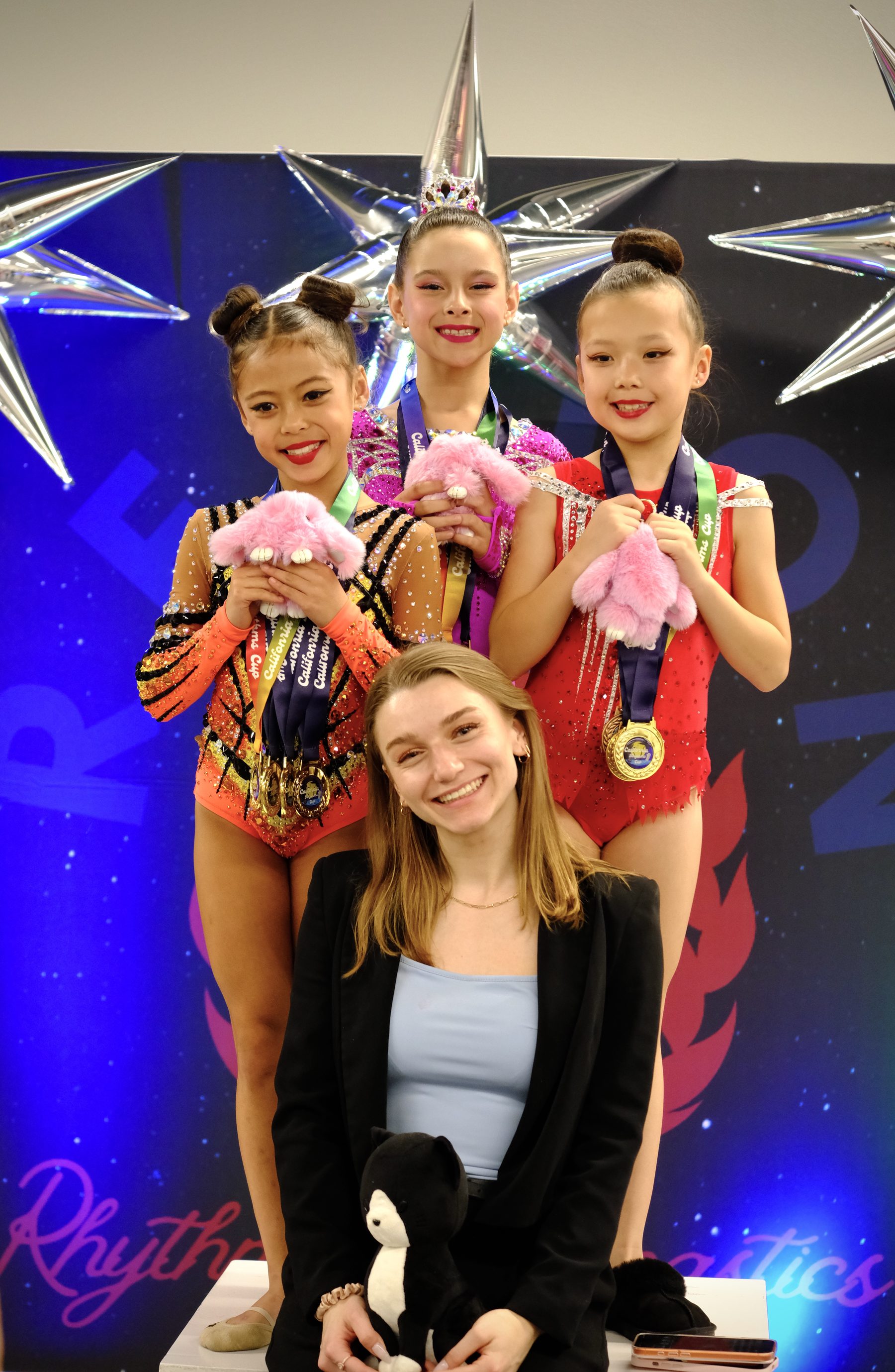SRG athletes with medals at California Cup with Coach Sofiia