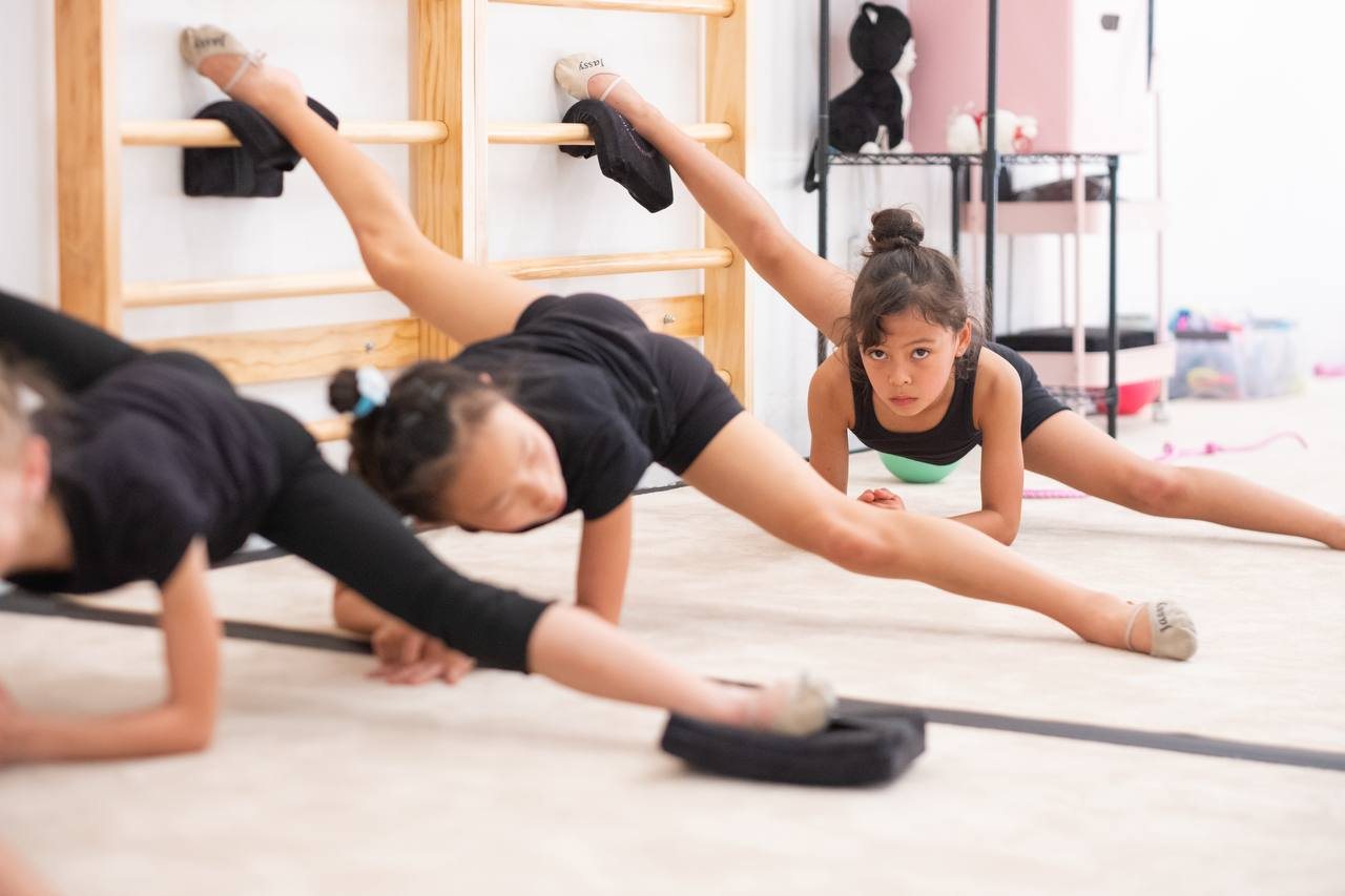 Flexibility work at the wall bars